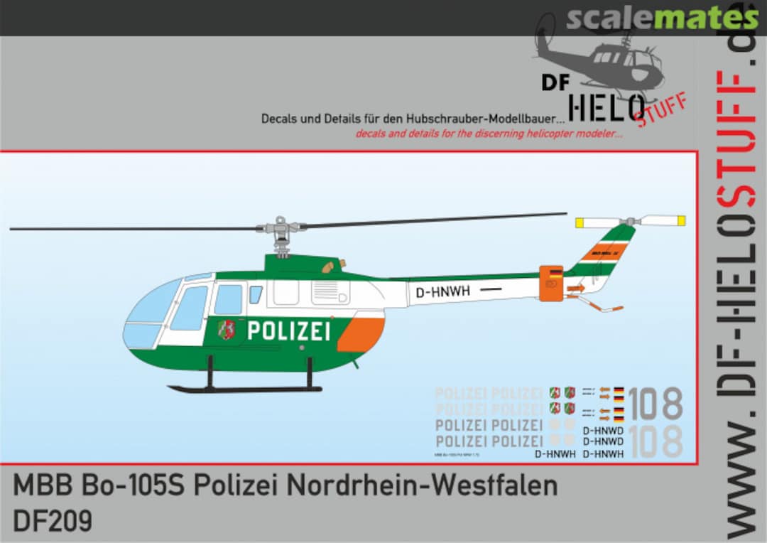 Boxart Decals Bo-105CBS Polizei Nordrhein-Westfalen DF20987 DF HeloStuff