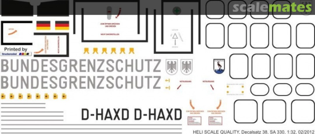 Boxart SA 330 - Bundesgrenzschutz - D-HAXD Decal 38 Heli Scale Quality Boxart SA 330 - Bundesgrenzschutz - D-HAXD Decal 38 Heli Scale Quality