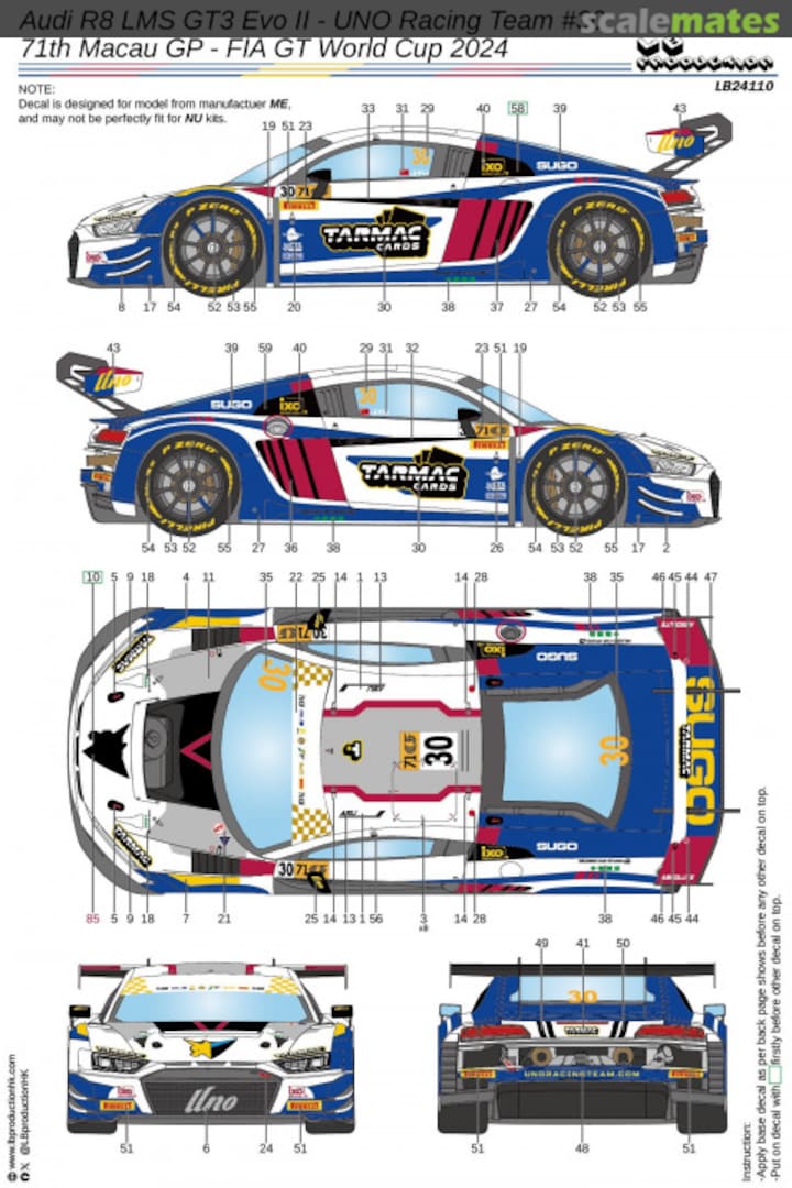 Boxart Audi R8 LMS Evo II - UNO Team Racing #30 LB24110 LB Production Boxart Audi R8 LMS Evo II - UNO Team Racing #30 LB24110 LB Production