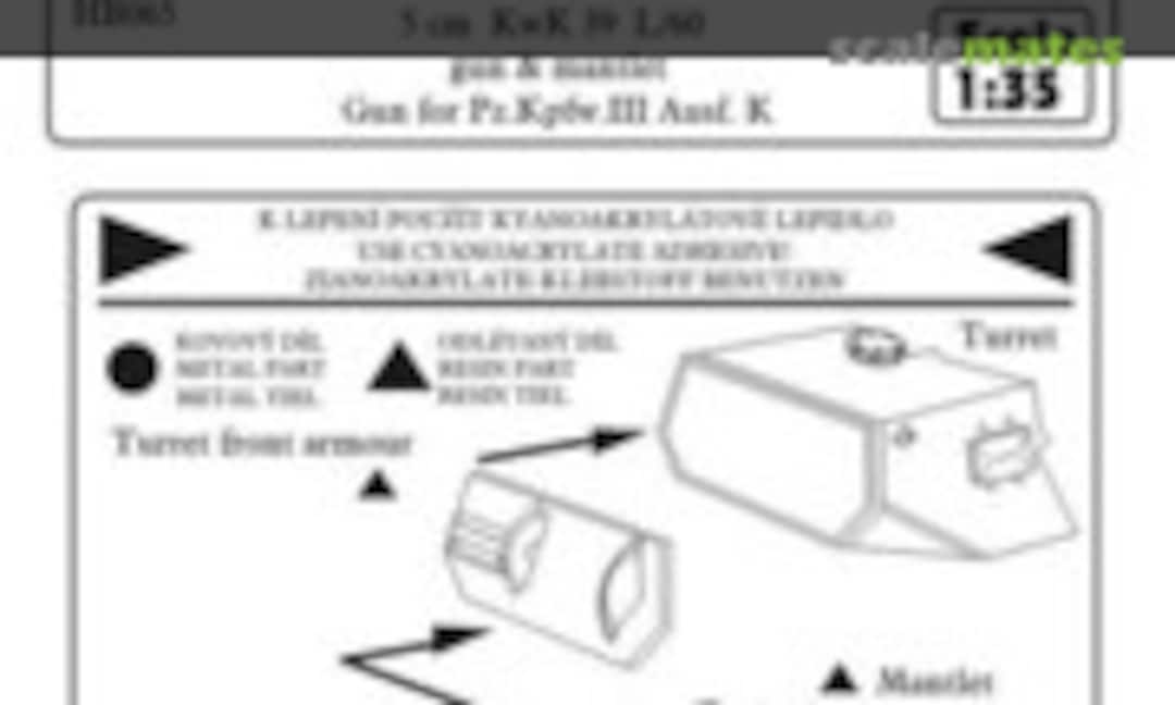 1:35 Gun Barrel - 5cm KwK 39 L/60 Gun & Mantlet (CMK HB065) HB065