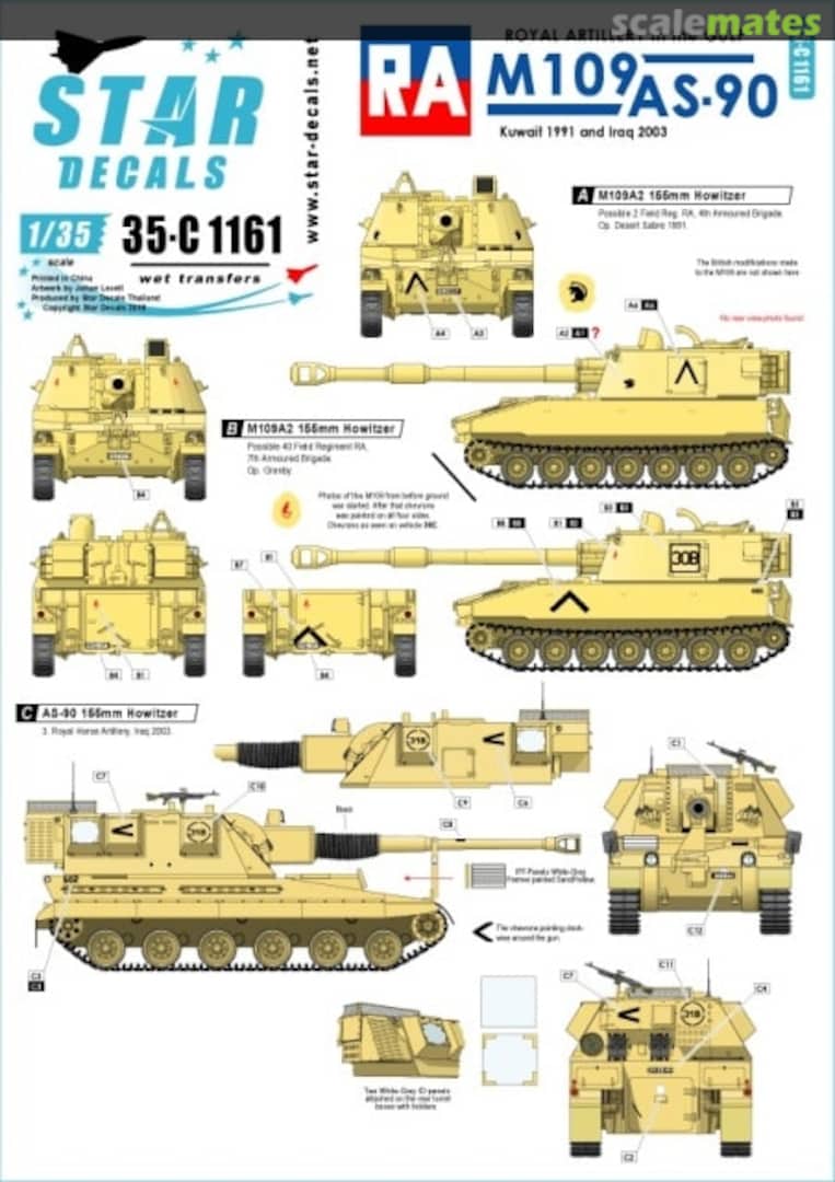 Boxart M109 & AS-90 35-C1161 Star Decals Boxart M109 & AS-90 35-C1161 Star Decals
