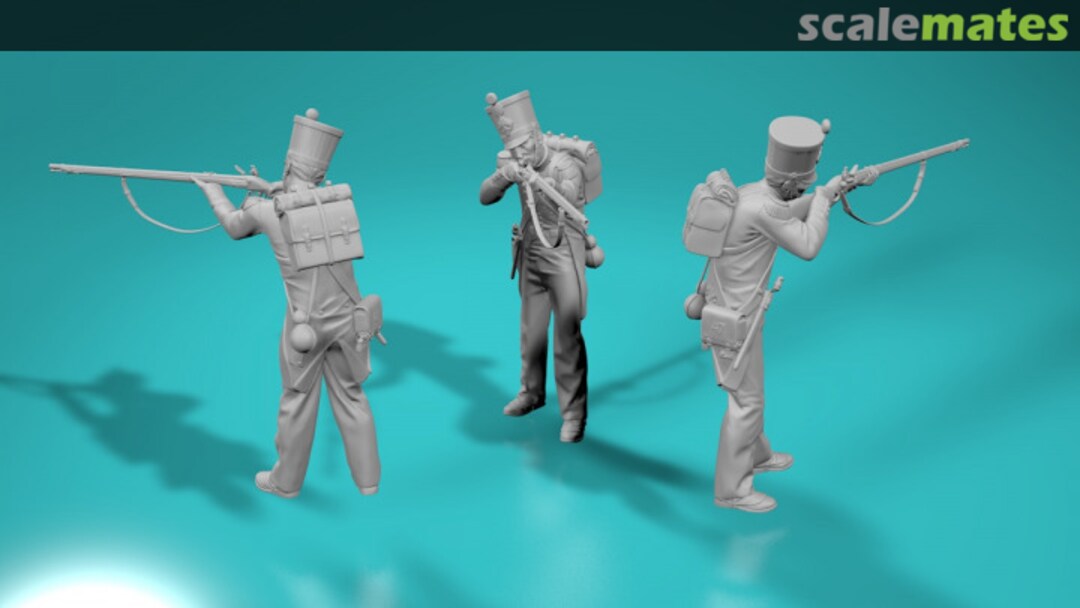 Boxart Wojna na płw. iberyjskim - Strzelec napoleoński (fusilier) - poza nr 4 99203610-48 EMP3d Boxart Wojna na płw. iberyjskim - Strzelec napoleoński (fusilier) - poza nr 4 99203610-48 EMP3d