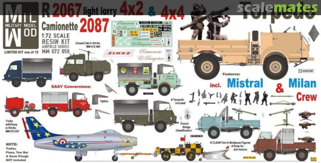 Boxart Renault 2067 & 87 Fourgon Light Lorry Torpedo 4x2 & 4x4 MM 072 059 Mil Mod Boxart Renault 2067 & 87 Fourgon Light Lorry Torpedo 4x2 & 4x4 MM 072 059 Mil Mod