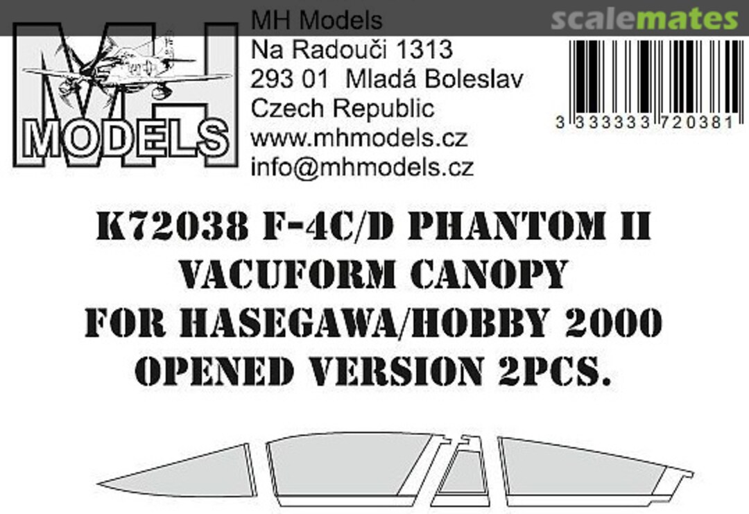 Boxart F-4C/D Phantom II Vacuform Canopy K72038 MH Models Boxart F-4C/D Phantom II Vacuform Canopy K72038 MH Models