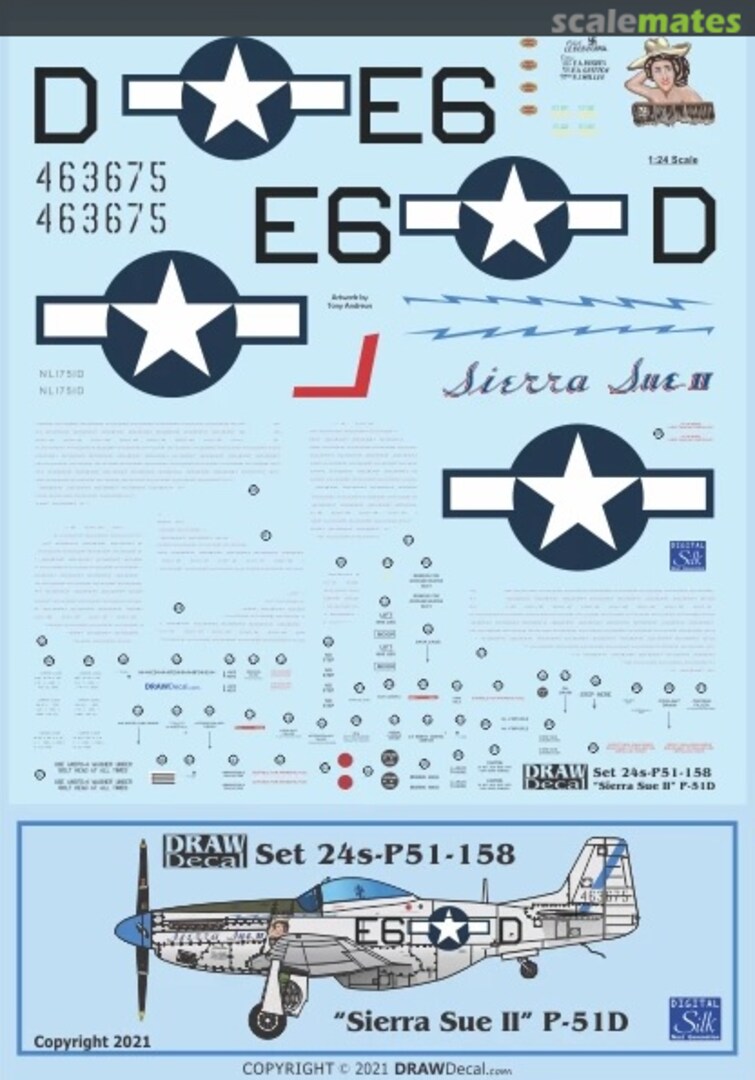 Boxart “Sierra Sue II” P-51D 24-P51-158 Draw Decal Boxart “Sierra Sue II” P-51D 24-P51-158 Draw Decal