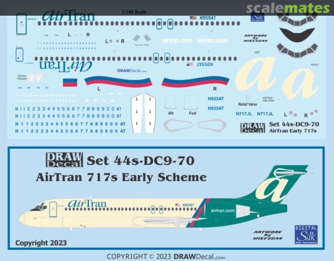 Boxart AirTran Early Scheme 717s 44-DC9-70 Draw Decal Boxart AirTran Early Scheme 717s 44-DC9-70 Draw Decal