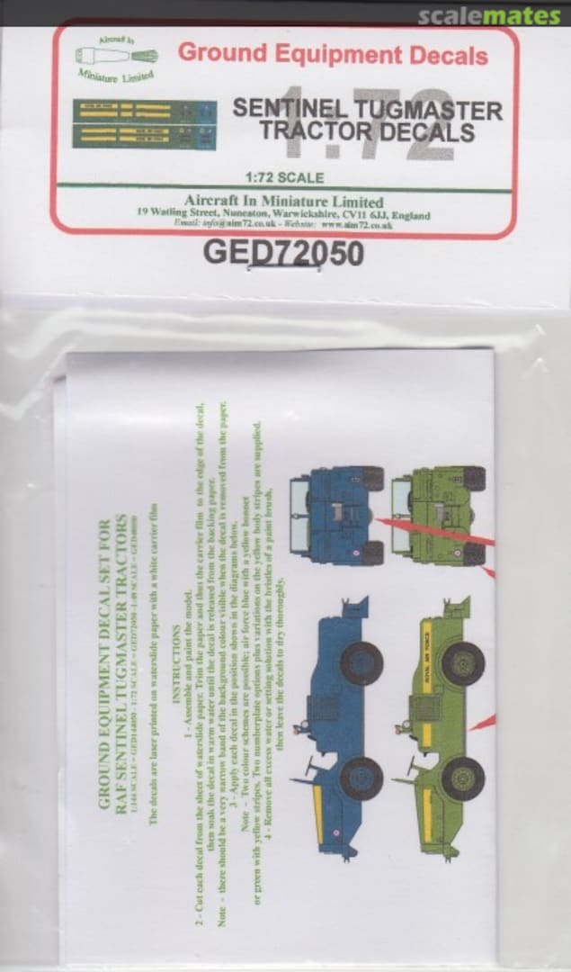 Boxart Sentinel Tugmaster Tractor Decals GED72050 Aircraft In Miniature Ltd Boxart Sentinel Tugmaster Tractor Decals GED72050 Aircraft In Miniature Ltd