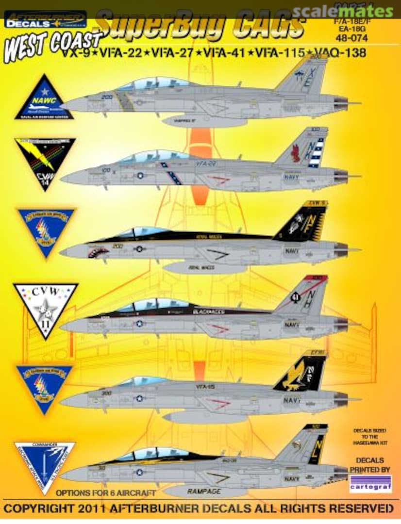 Boxart West Coast Superbug CAGs #1 48-074 Afterburner Decals Boxart West Coast Superbug CAGs #1 48-074 Afterburner Decals