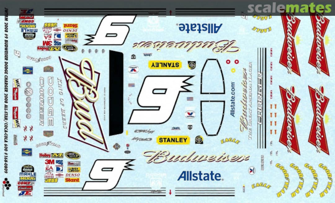 Boxart #9 Budweiser Dodge Charger 168-0809 JWTBM Boxart #9 Budweiser Dodge Charger 168-0809 JWTBM