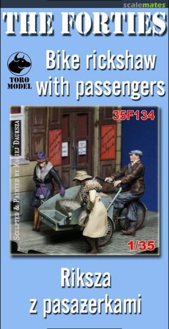 Boxart Bike Rickshaw with Passengers 1940s 35F134 ToRo Model
