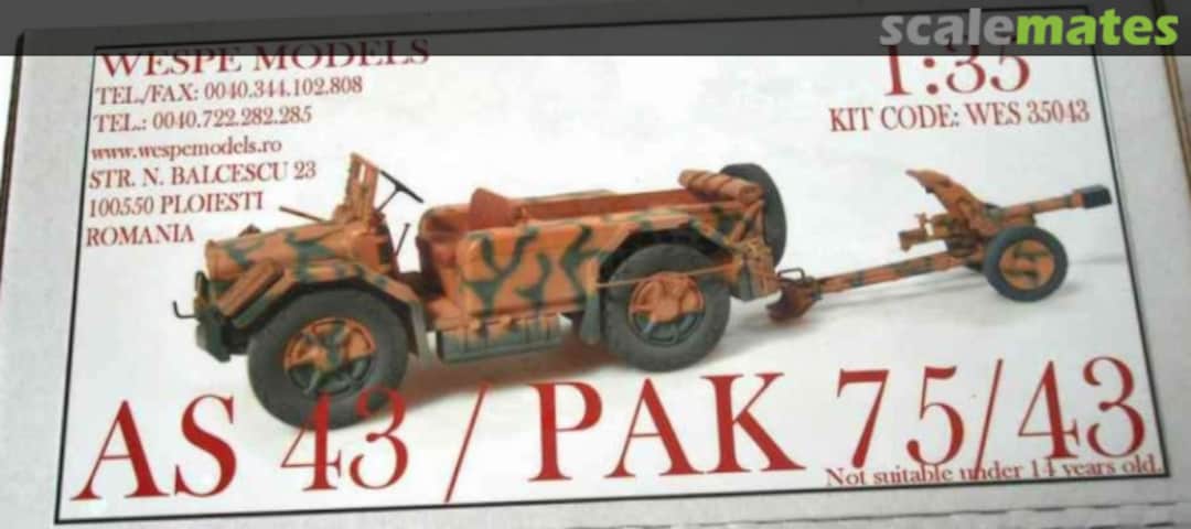Boxart Camionetta AS 43 + PAK 75/43 WES 35043 Wespe Models Boxart Camionetta AS 43 + PAK 75/43 WES 35043 Wespe Models