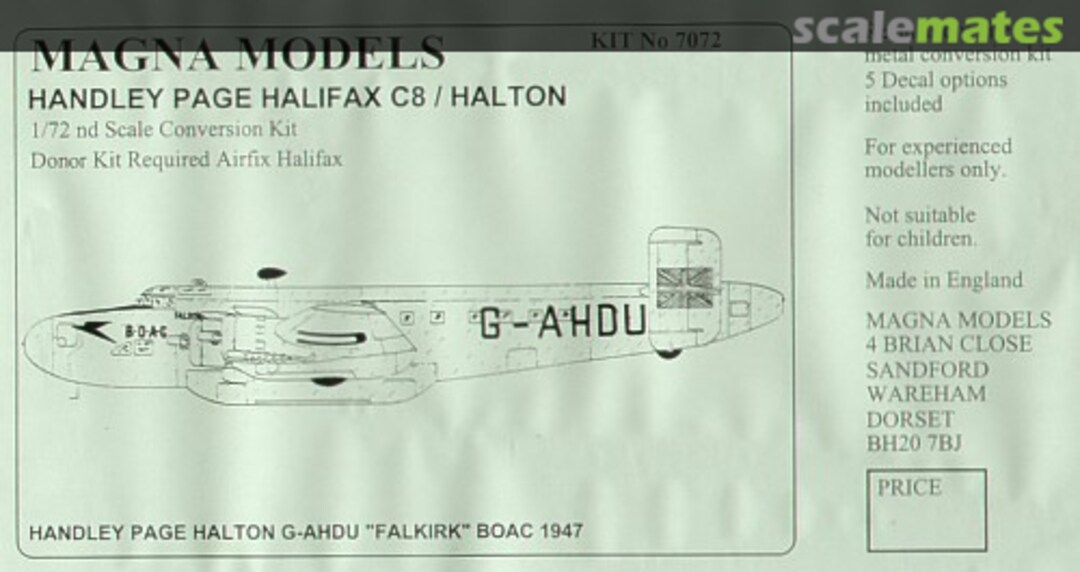 Boxart Handley Page Halifax C8 / Halton 7072 Magna Models Boxart Handley Page Halifax C8 / Halton 7072 Magna Models