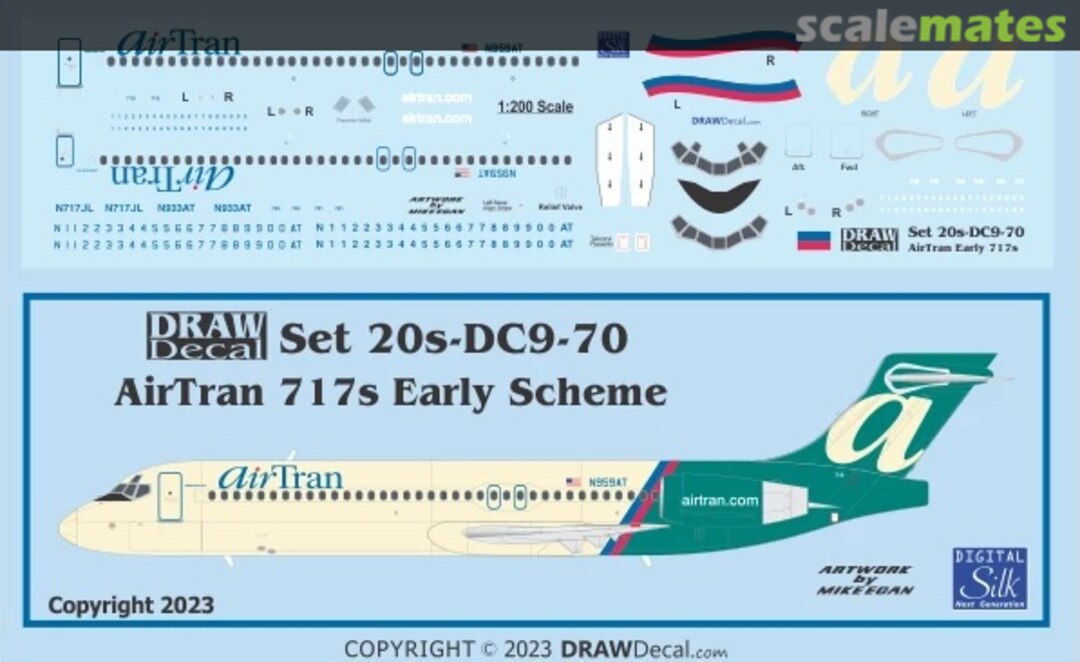 Boxart AirTran Early Scheme 717s 20-DC9-70 Draw Decal Boxart AirTran Early Scheme 717s 20-DC9-70 Draw Decal