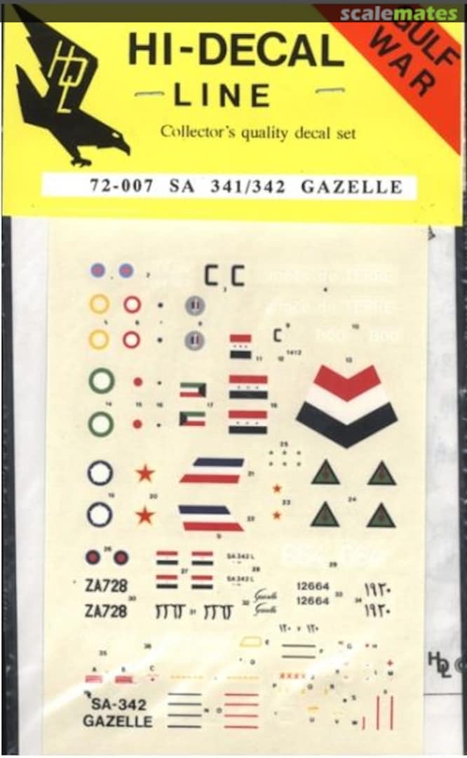Boxart Aérospatiale SA.341/342 Gazelle 72-007 Hi-Decal Line Boxart Aérospatiale SA.341/342 Gazelle 72-007 Hi-Decal Line