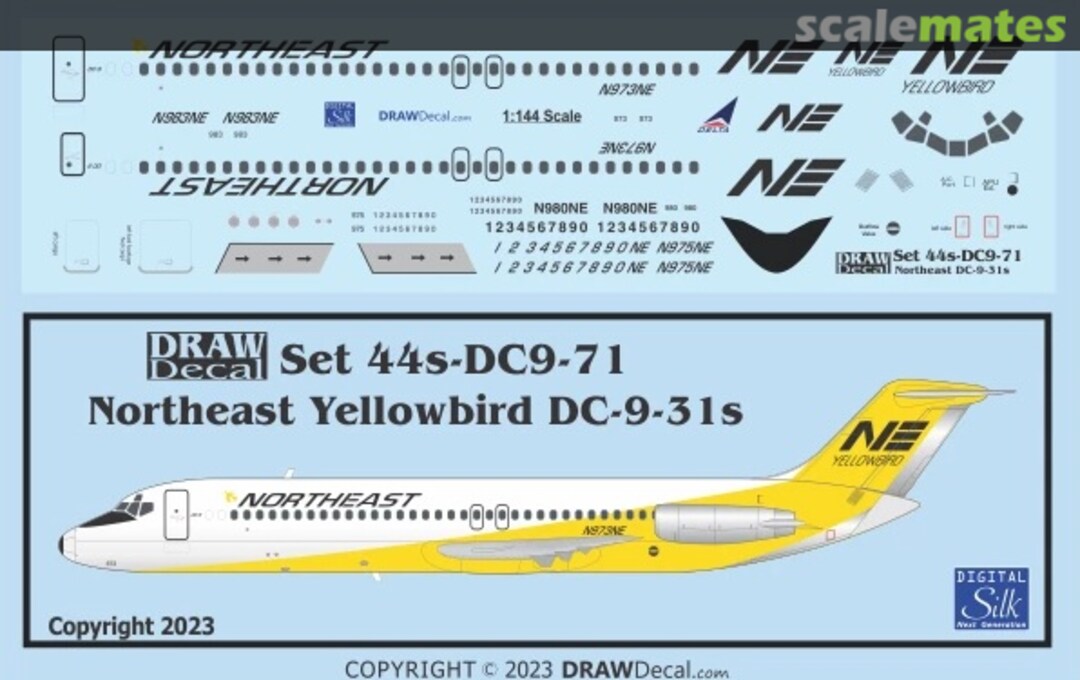 Boxart Northeast Yellowbird DC-9-31s 44-DC9-71 Draw Decal Boxart Northeast Yellowbird DC-9-31s 44-DC9-71 Draw Decal