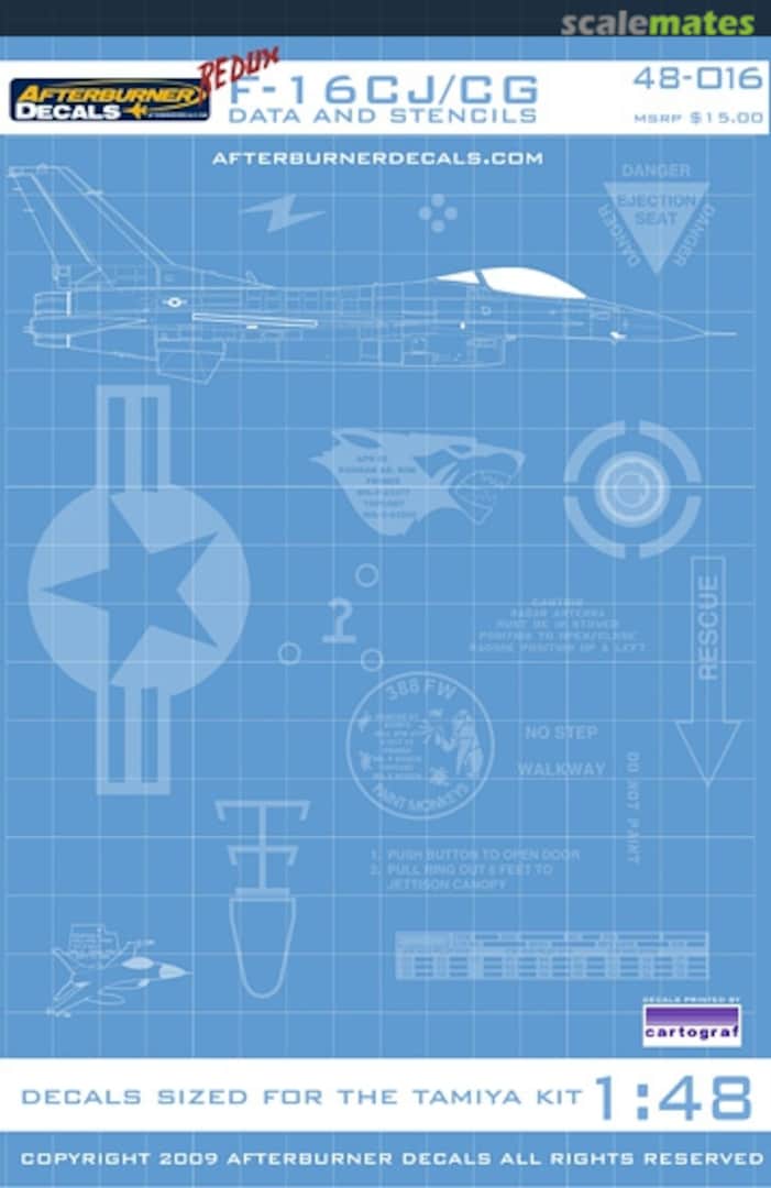Boxart F-16CJ/CG Data and Stencils REDUX 48-016R Afterburner Decals Boxart F-16CJ/CG Data and Stencils REDUX 48-016R Afterburner Decals