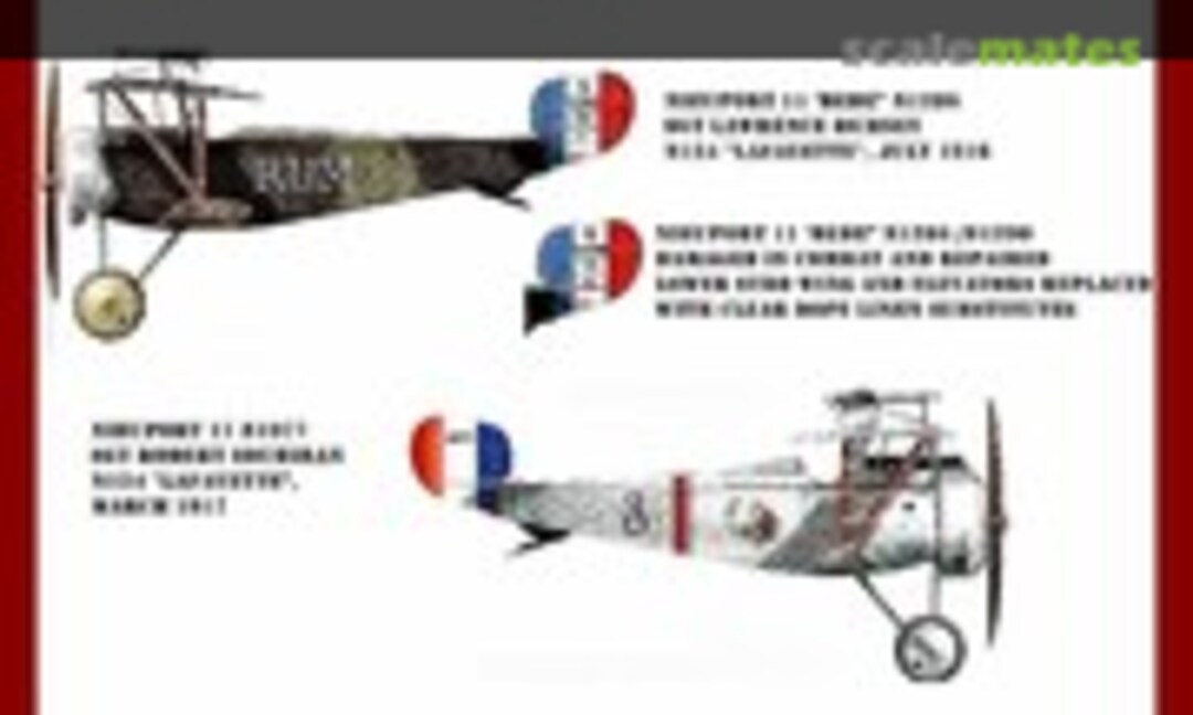 1:32 Lafayette Escadrille decals for 2 Nieuports (Kiwi Resin Models 1977) 1977