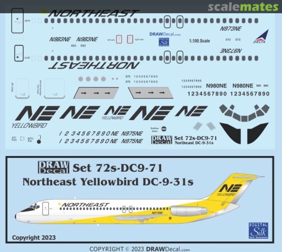 Boxart Northeast Yellowbird DC-9-31s 72-DC9-71 Draw Decal Boxart Northeast Yellowbird DC-9-31s 72-DC9-71 Draw Decal