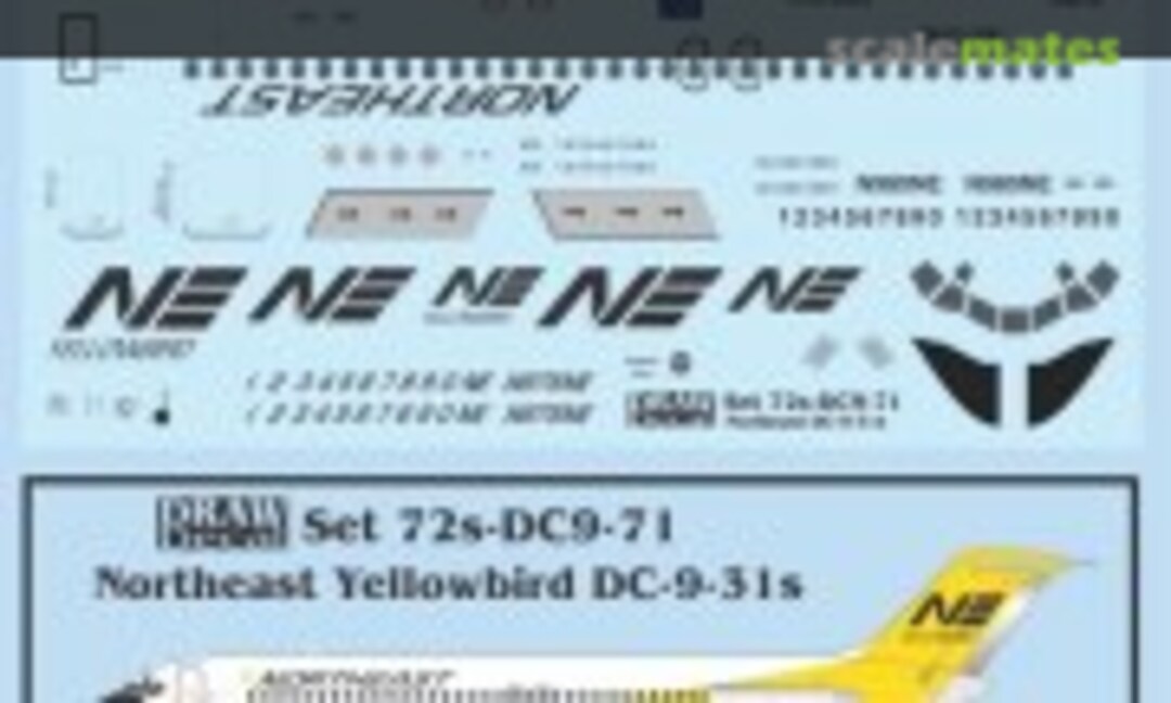 1:72 Northeast Yellowbird DC-9-31s (Draw Decal 72-DC9-71) 72-DC9-71