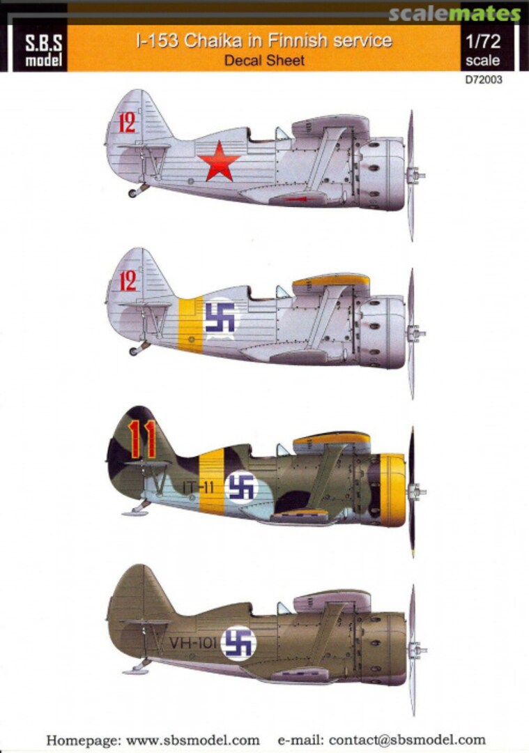 Boxart Polikarpov I-153 Chaika Finnish Air Force WWII D72003 SBS Model Boxart Polikarpov I-153 Chaika Finnish Air Force WWII D72003 SBS Model