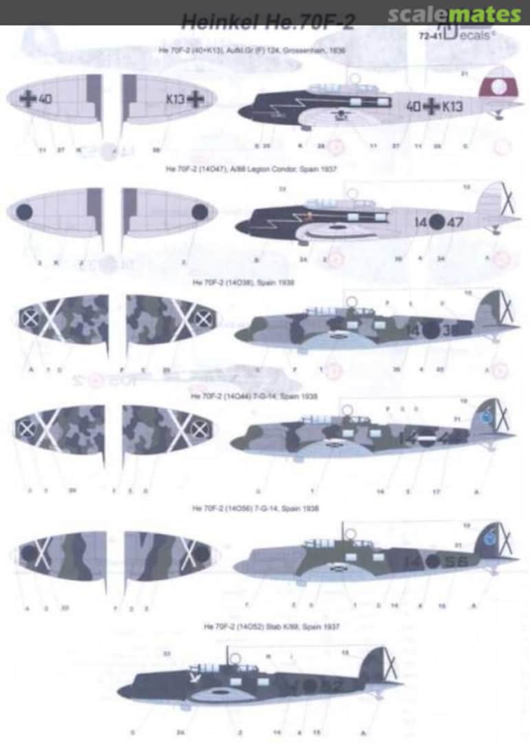 Boxart Heinkel He 70F-2 72-41 Authentic Decals