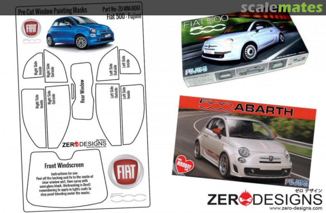Boxart Fiat 500 Pre Cut Window Painting Masks ZD-WM-0061 Zerodesigns Boxart Fiat 500 Pre Cut Window Painting Masks ZD-WM-0061 Zerodesigns