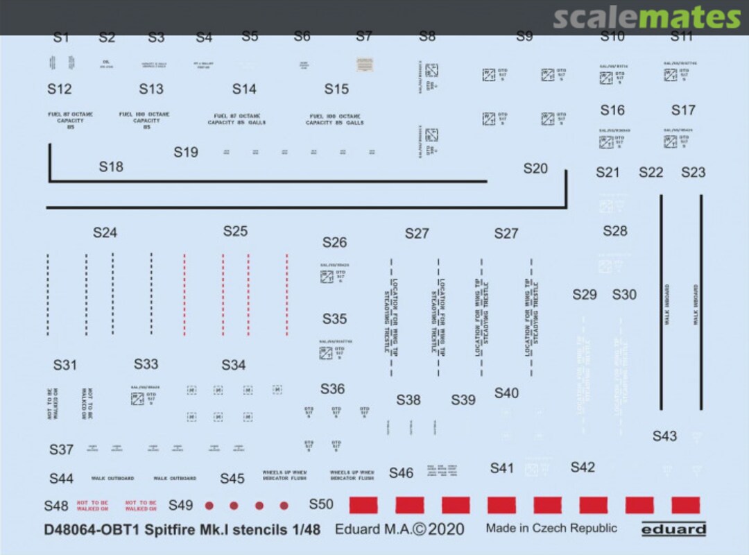 Boxart Spitfire Mk. I stencils D48064 Eduard Boxart Spitfire Mk. I stencils D48064 Eduard