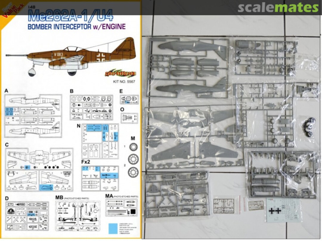 Contents Me 262A-1/U4 Bomber Interceptor w/Engine 5567 Cyber Hobby Contents Me 262A-1/U4 Bomber Interceptor w/Engine 5567 Cyber Hobby