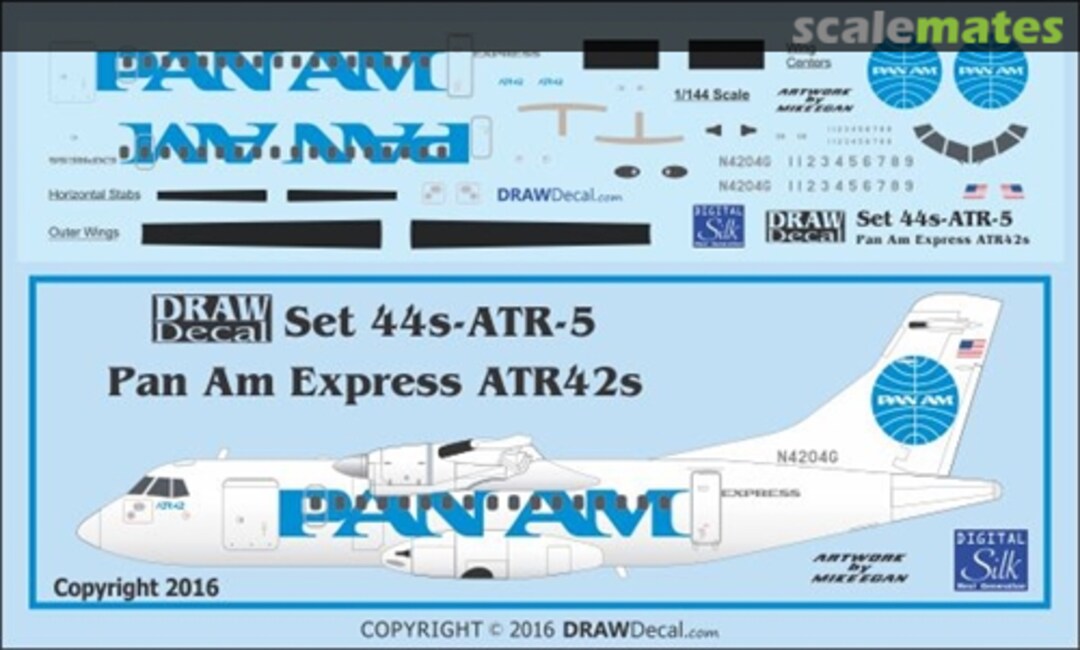 Boxart Pan Am Express ATR42s 44s-ATR-5 Draw Decal Boxart Pan Am Express ATR42s 44s-ATR-5 Draw Decal