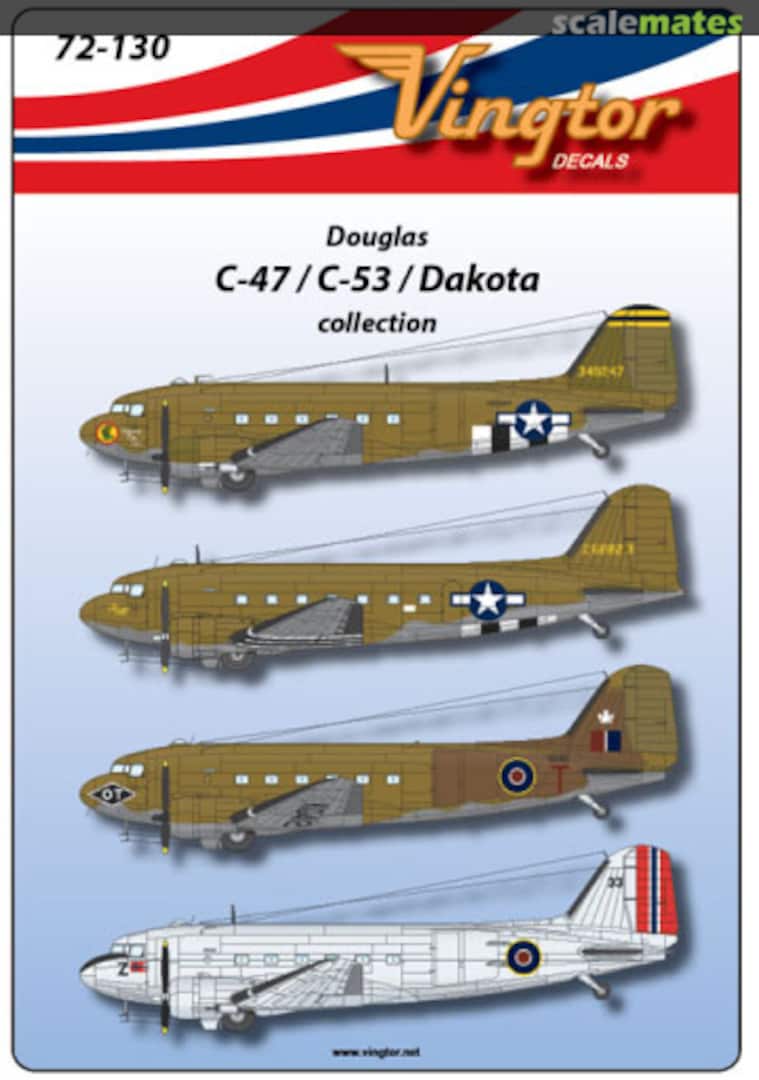 Boxart Douglas C-47/C-53/Dakota 72-130 Vingtor Decals Boxart Douglas C-47/C-53/Dakota 72-130 Vingtor Decals