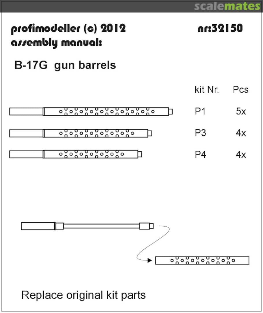 Boxart B-17G Brass barrels set - 13pcs. 32150 Profimodeller