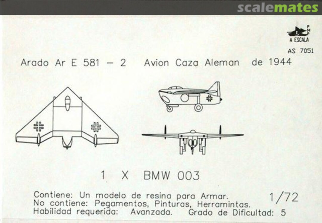 Boxart Arado Ar E 581 - 2 AS 7051 A Escala Boxart Arado Ar E 581 - 2 AS 7051 A Escala