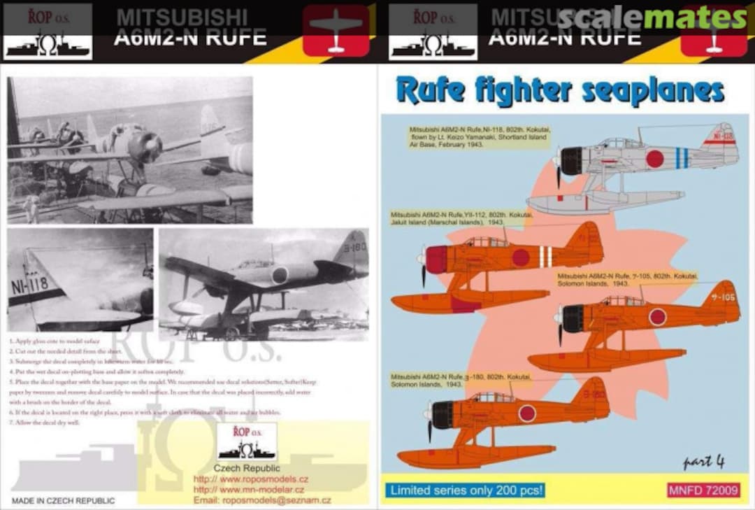 Boxart MITSUBISHI A6M2-N RUFE - RUFE FIGHTER SEAPLANES MNFDL72009 ROP o.s. Boxart MITSUBISHI A6M2-N RUFE - RUFE FIGHTER SEAPLANES MNFDL72009 ROP o.s.