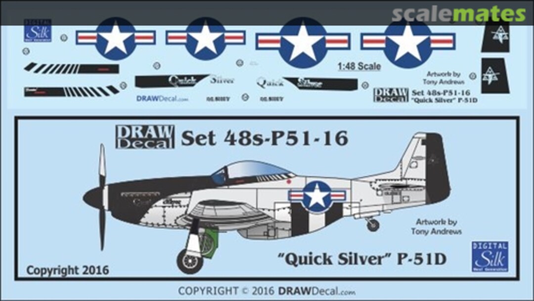Boxart P-51D "Quick Silver" 48-P51-16 Draw Decal Boxart P-51D "Quick Silver" 48-P51-16 Draw Decal