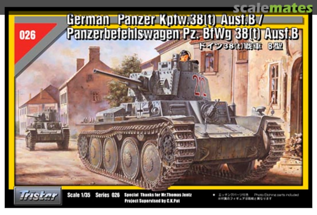 Boxart Panzer Kpfw.38(t) Ausf.B / Panzerbefehlswagen Pz. BfWg 38(t) Ausf.B 35026 Tristar
