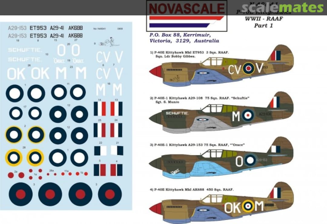 Boxart P-40E Kittyhawk WWII - RAAF - Part 1 N-48041 Novascale Boxart P-40E Kittyhawk WWII - RAAF - Part 1 N-48041 Novascale