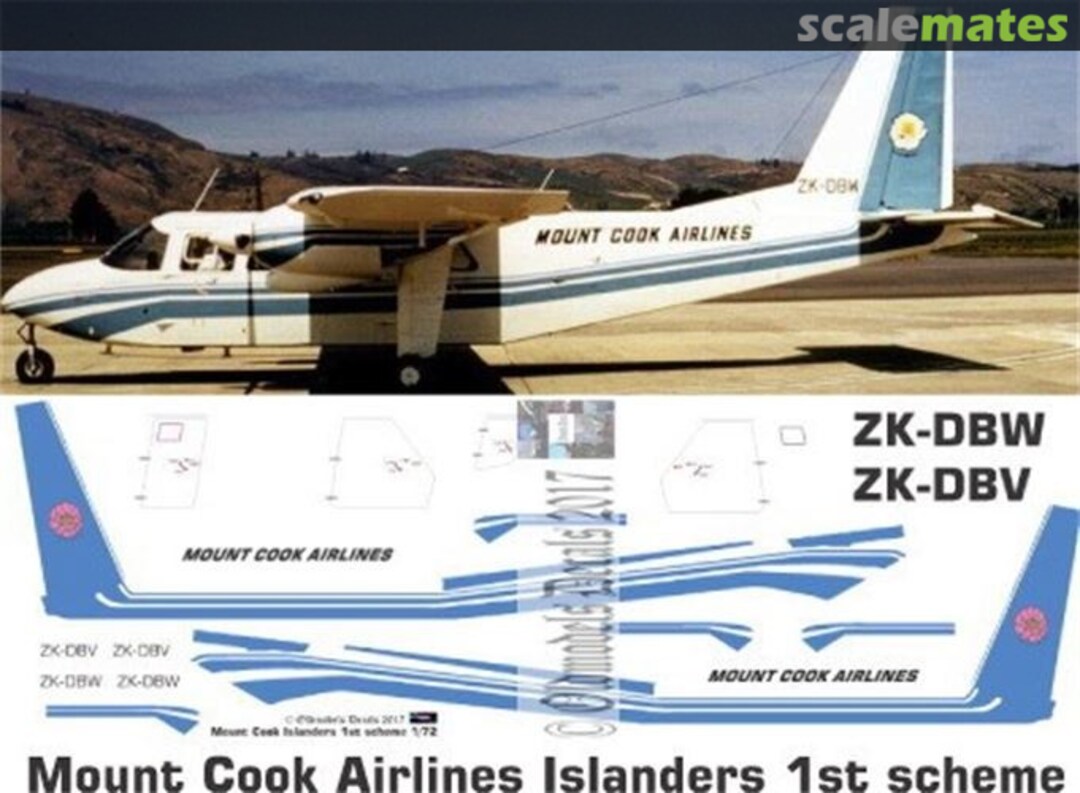Boxart Islander - Mount Cook Airlines 1st scheme OMD0489 Oldmodels Decals Boxart Islander - Mount Cook Airlines 1st scheme OMD0489 Oldmodels Decals