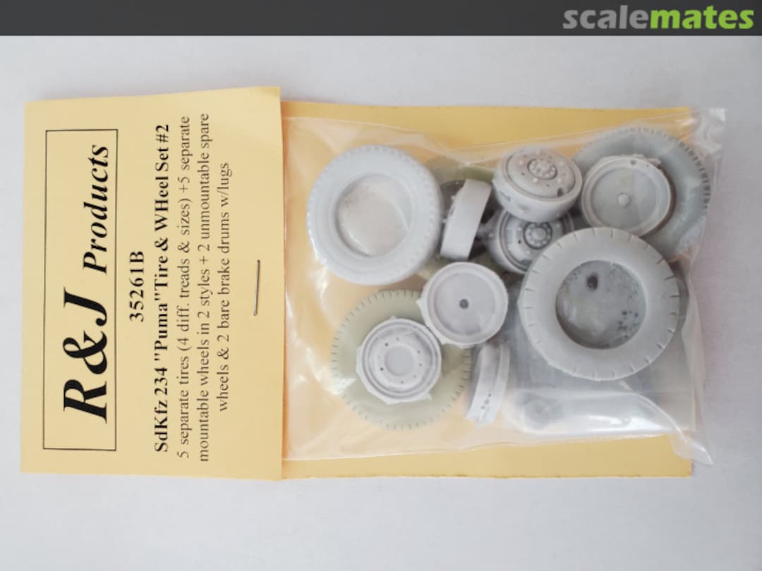 Boxart Sd.Kfz.234 "Puma" tire & wheel set #2 35261B R&J Products Boxart Sd.Kfz.234 "Puma" tire & wheel set #2 35261B R&J Products