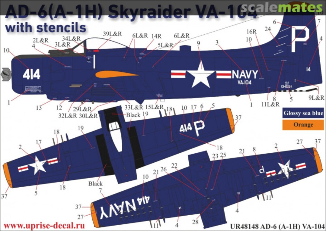 Boxart AD-6 (A-1H) Skyraider - VA-104 UR32148 UpRise Decal Boxart AD-6 (A-1H) Skyraider - VA-104 UR32148 UpRise Decal