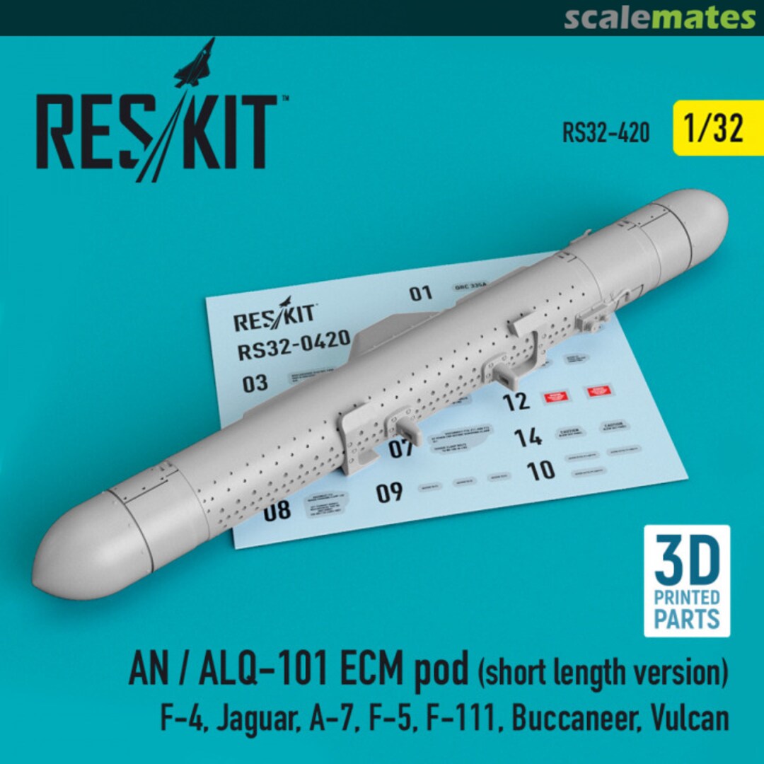 Boxart AN/ALQ-101 ECM pod short length for F-4, Jaguar, A-7, F-5, F-111, Buccaneer, Vulcan (3D printing) RS32-0420 ResKit Boxart AN/ALQ-101 ECM pod short length for F-4, Jaguar, A-7, F-5, F-111, Buccaneer, Vulcan (3D printing) RS32-0420 ResKit