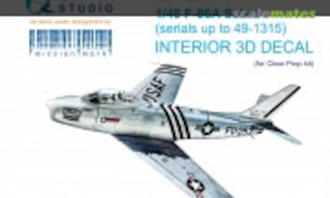 1:48 F-86A Sabre (serials up to 49-1315) interior 3D decals (with 3D-printed resin parts) (Quinta Studio QD+48531) QD+48531