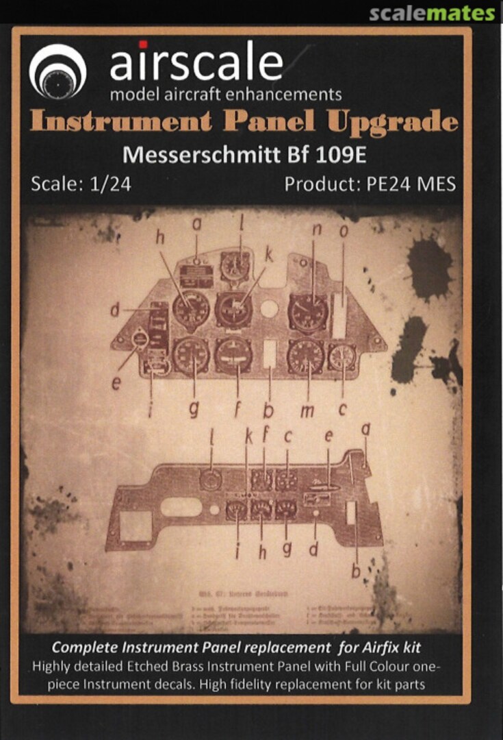 Boxart Messerschmitt Bf 109E Instrument Panel Upgrade PE24 MES Airscale