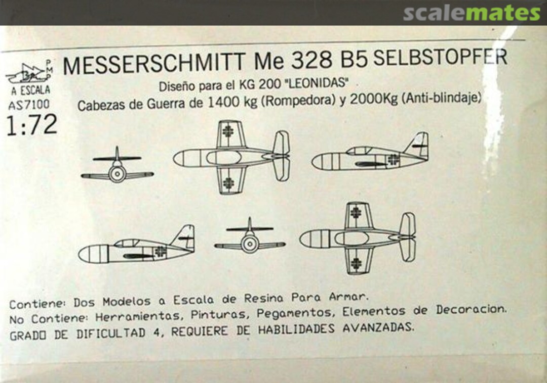 Boxart Messerschmitt Me 328 B5 Selbstopfer AS 7100 A Escala Boxart Messerschmitt Me 328 B5 Selbstopfer AS 7100 A Escala