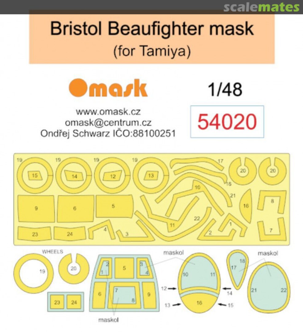 Boxart Bristol Beaufighter Masks (for Tamiya kits) 54020 Omask