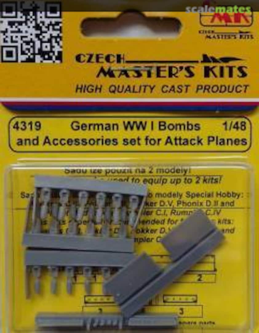 Boxart German WWI Bombs and Accessories Set For Attack Planes 4319 CMK Boxart German WWI Bombs and Accessories Set For Attack Planes 4319 CMK