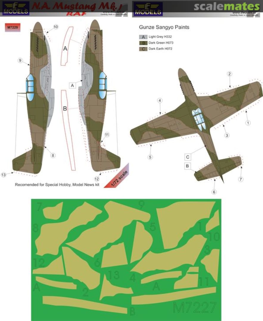 Boxart N.A. Mustang Mk.I - RAF (Camouflage Painting Masks) M7229 LF Models