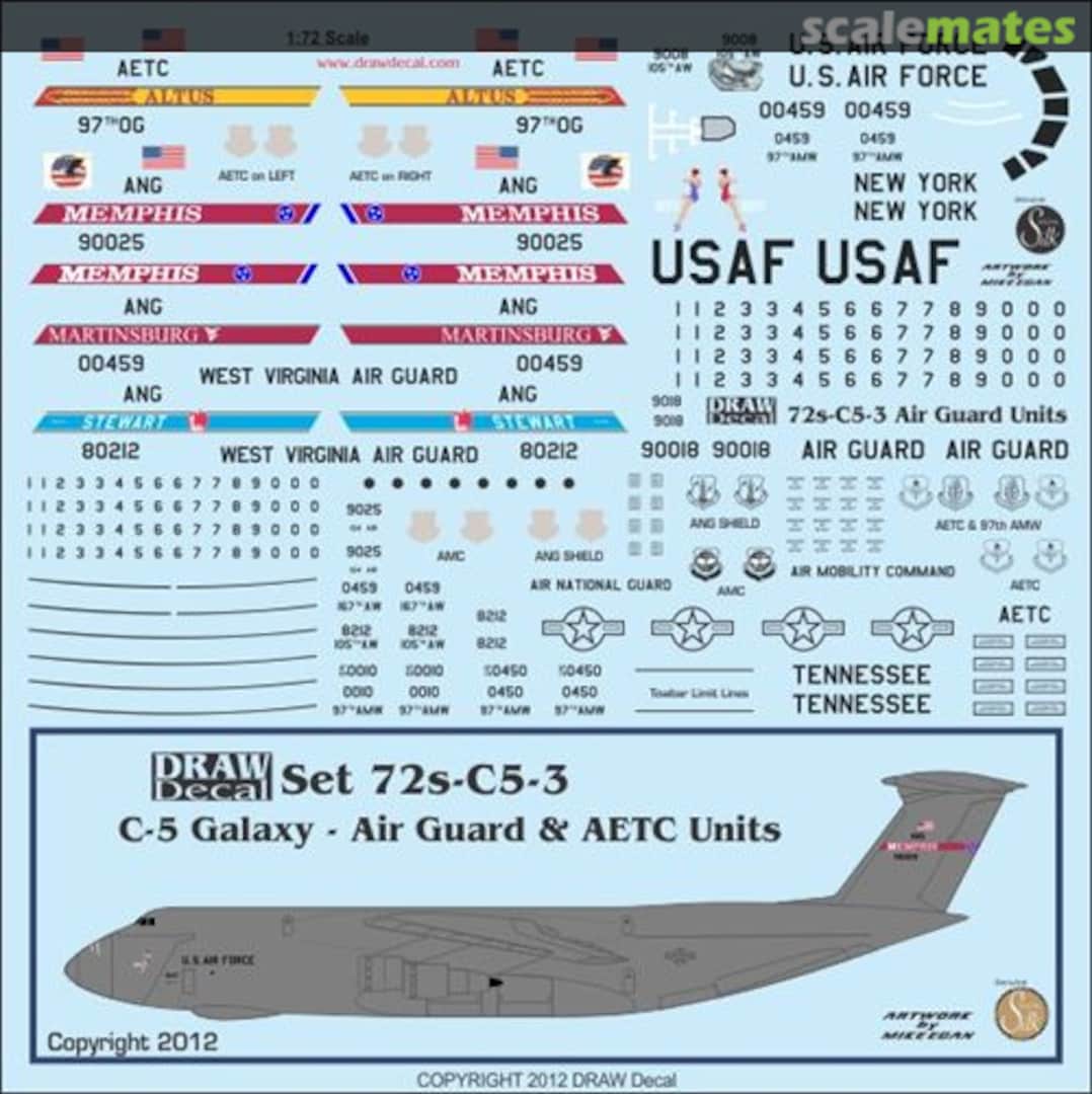 Boxart C-5 Galaxy - Air Guard & AETC Units 72s-C5-3 Draw Decal Boxart C-5 Galaxy - Air Guard & AETC Units 72s-C5-3 Draw Decal