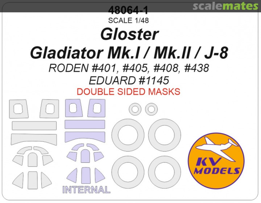 Boxart Gloster Gladiator Mk.I/II / J-8 - Double sided 48064-1 KV Models Boxart Gloster Gladiator Mk.I/II / J-8 - Double sided 48064-1 KV Models
