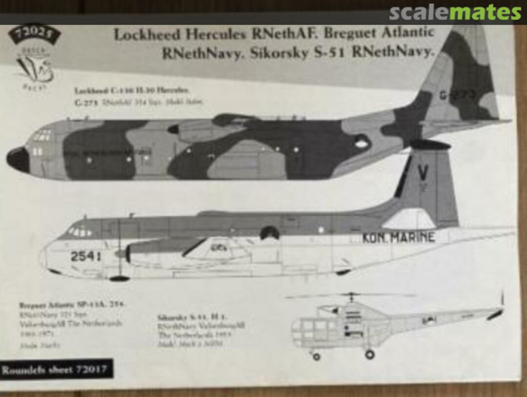 Boxart Lockheed C-130 Hercules, Breguet Atlantic SP-13A, Sikorsky S-51 DD72025 Dutch Decal Boxart Lockheed C-130 Hercules, Breguet Atlantic SP-13A, Sikorsky S-51 DD72025 Dutch Decal