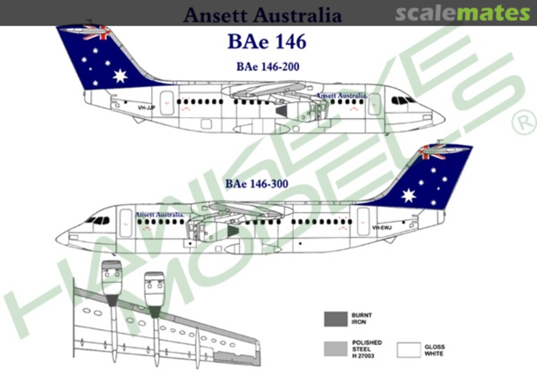 Boxart Ansett Australia - BAe 146-200/300, Flag scheme CDS-009 Hawkeye Models Boxart Ansett Australia - BAe 146-200/300, Flag scheme CDS-009 Hawkeye Models